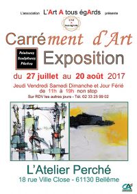 Carrément d'Art, panorama de l'Art Actuel. Du 13 au 20 août 2017 à Bellême. Orne.  11H00